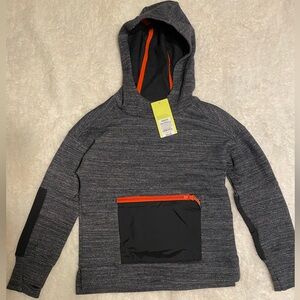 NWT all in motion dark grey front zip pocket athletic pullover hoodie sm 6/7